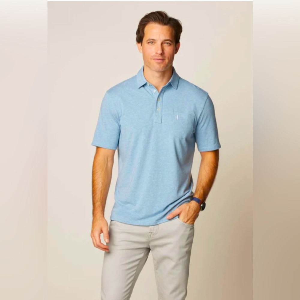 NWT-Johnnie-O Hanging Out XXL Gulf Blue Heathered Original Short Sleeve Polo